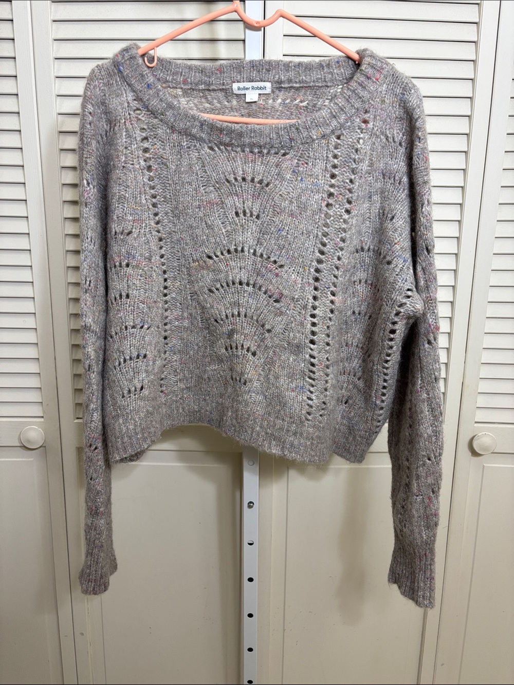 Roller Rabbit Knit Pointelle Alpaca & Merino Wool Blend Sweater XL